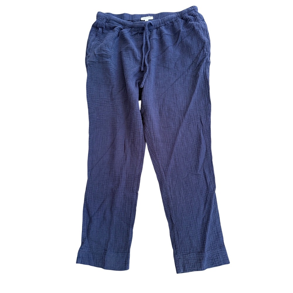 Magaschoni Navy Blue 100% Organic Cotton Gauze Drawstring Pants Large Womens
